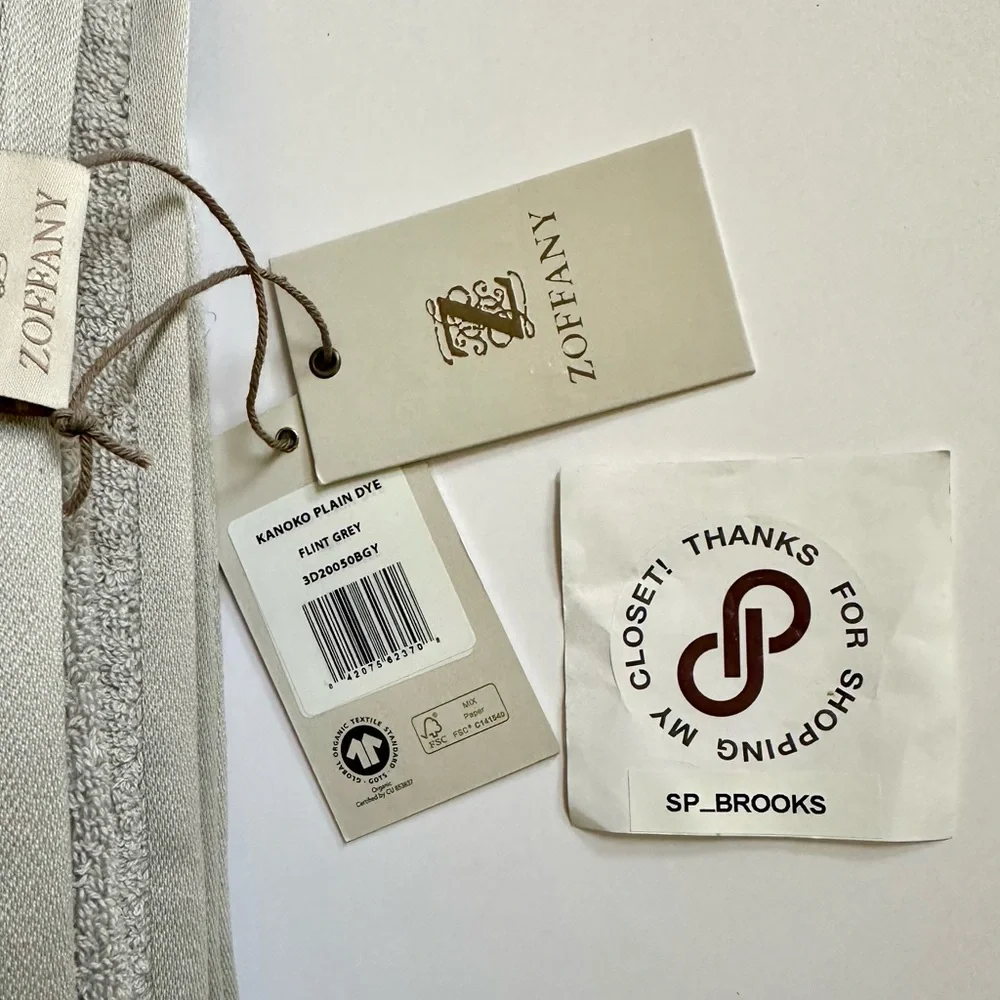 🎁ZOFFANY Bath Towel Set -2 PCS- Flint Grey - 3D20050BGY- Kanoko Plain Dye